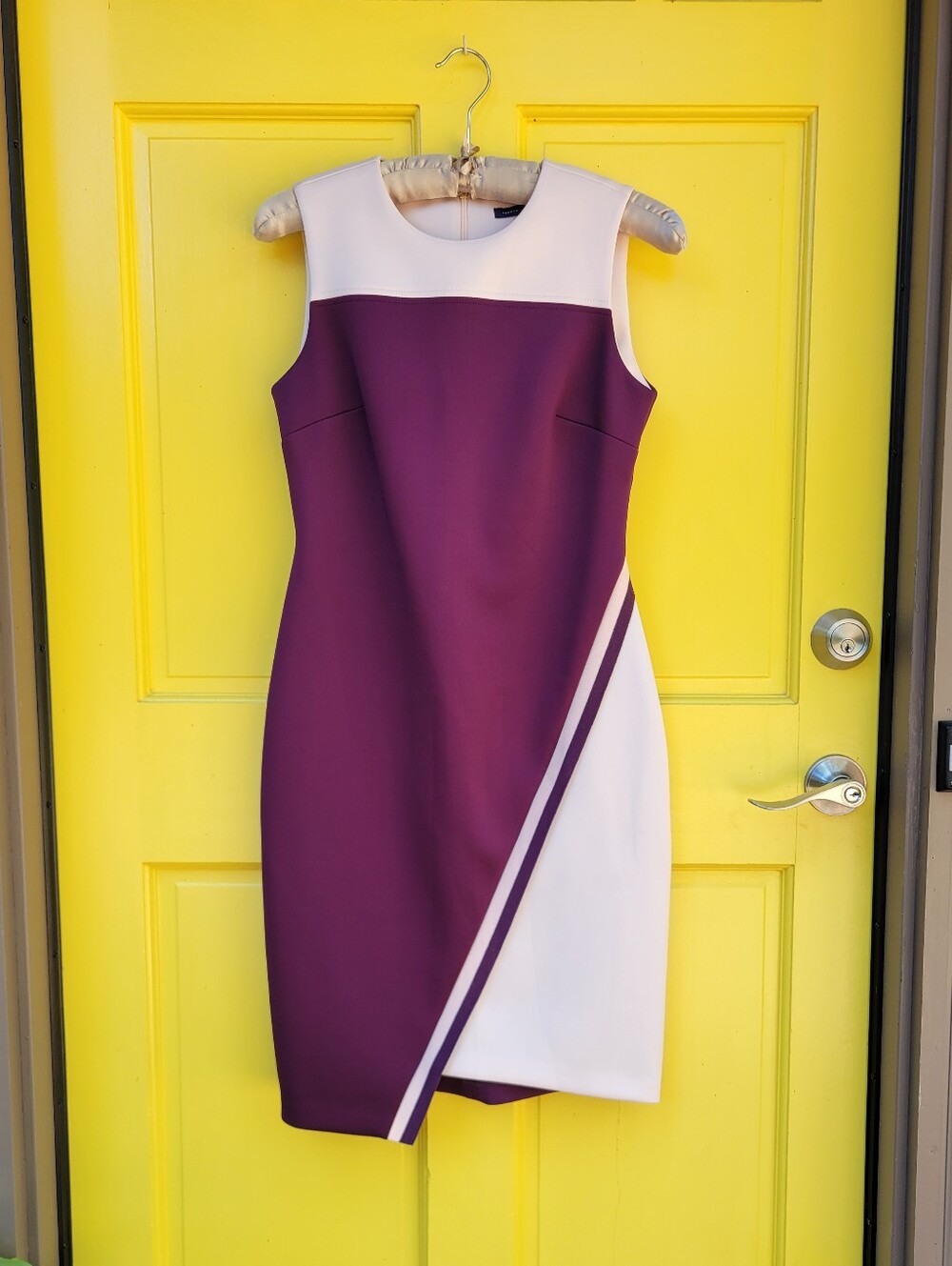 Tommy Hilfiger Plum Purple Colorblock Sheath Dress Sleeveless Career Cocktail 4